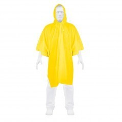 Poncho impermiable de 0.10mm de espesor 100% de PVC con capucha y broches de presión en los costados