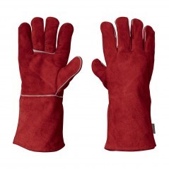 Guantes para soldador rojos Guantes para soldar de carnaza con forro de algodon y uniones con carnaza