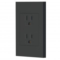 Contacto Duplex, 2 Polos + Tierra, Volteck Volteck 25076 Kit de contacto doble con placa de pared electrico COLOR NEGRO